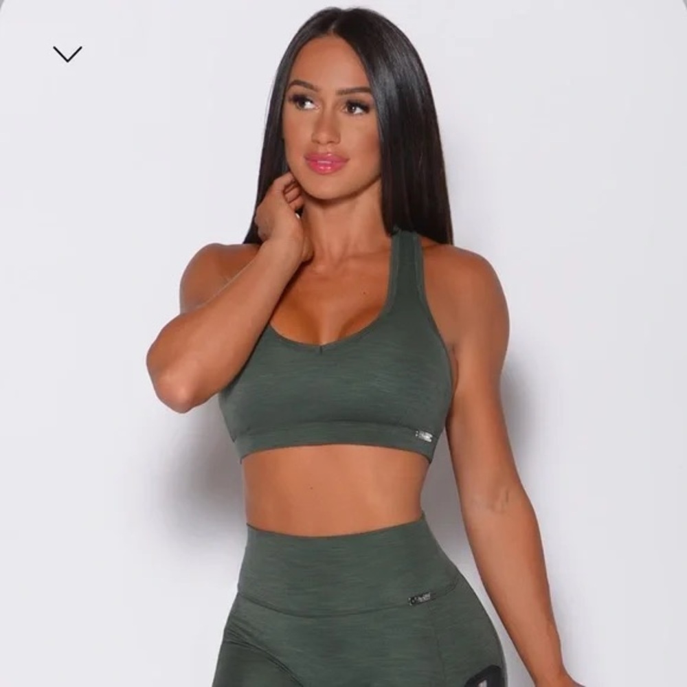 Bombshell Sportswear Deep Green Power Rib Sports Bra